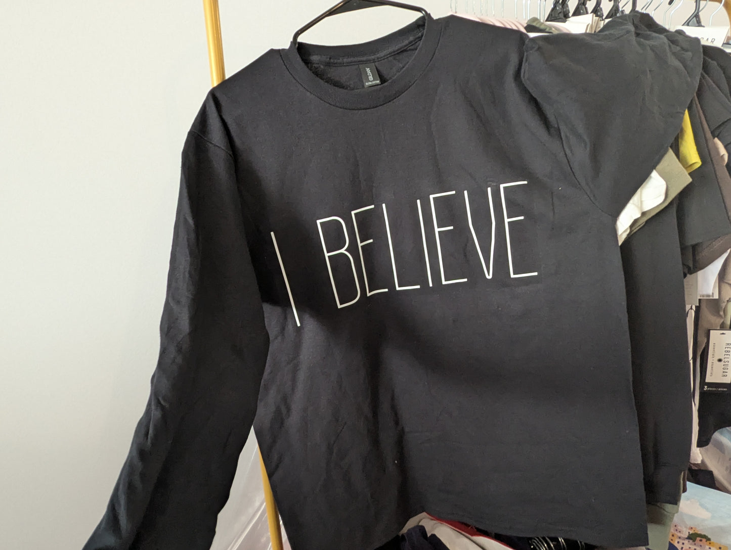 I Believe Christian oversized graphic T-shirts for women, men, boy and girl.